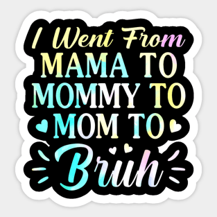 I Went From Mama To Mommy To Mom To Bruh - Funny Mothers Sticker